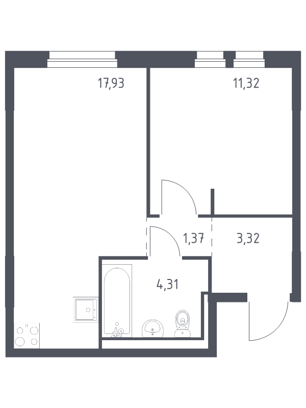 2 ккв (Евро) 38,3 м²