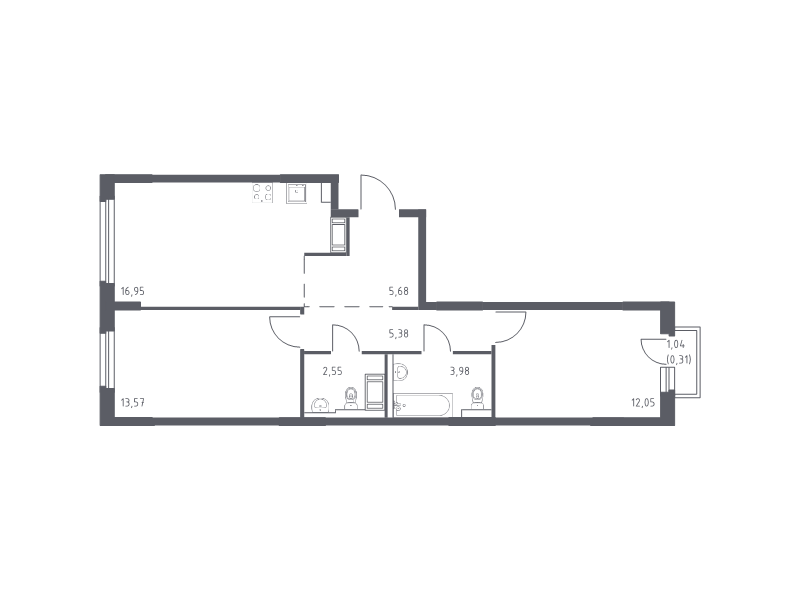 3 ккв (Евро) 60,5 м²