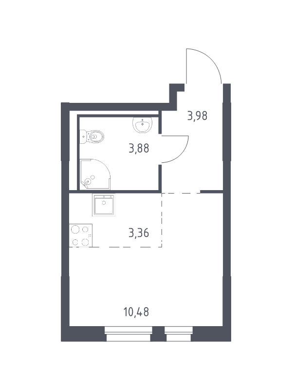 Студия 21,7 м²