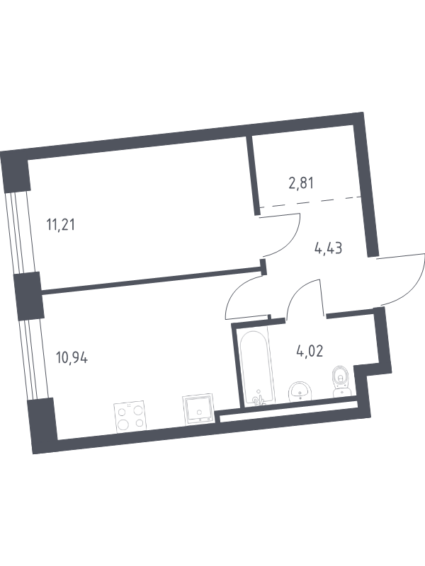 1 ккв 33,4 м²