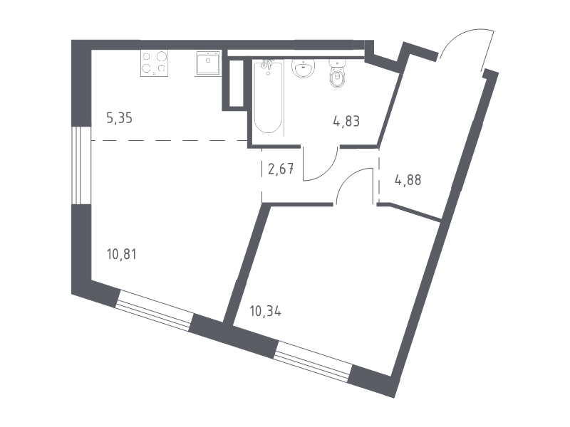 2 ккв (Евро) 38,9 м²