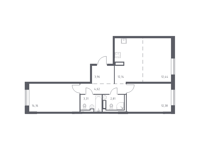 3 ккв (Евро) 65,8 м²
