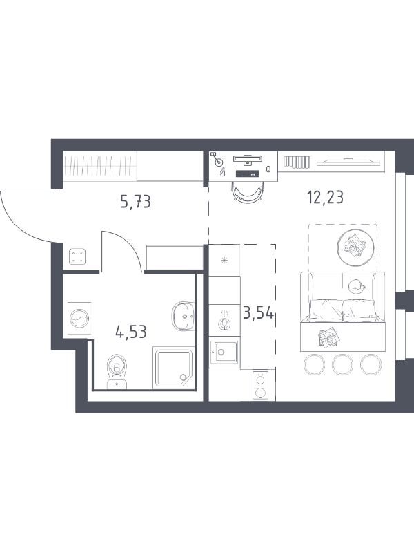 Студия 26 м²