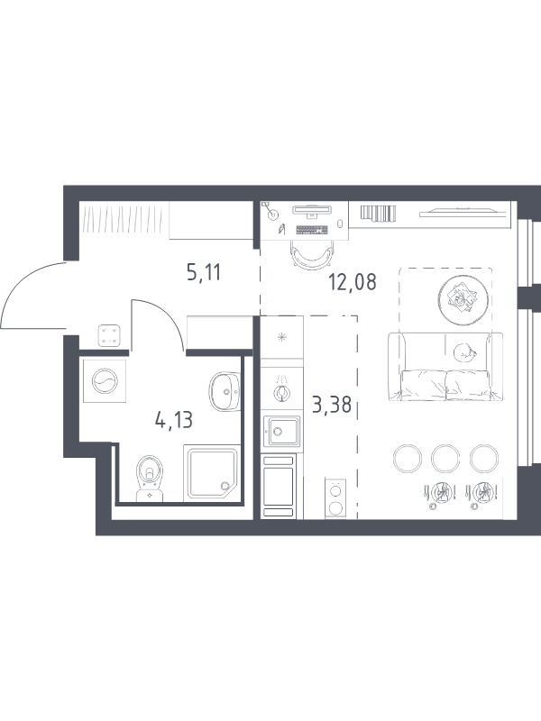 Студия 24,7 м²