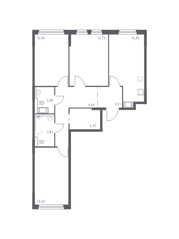 4 ккв (Евро) 78 м²