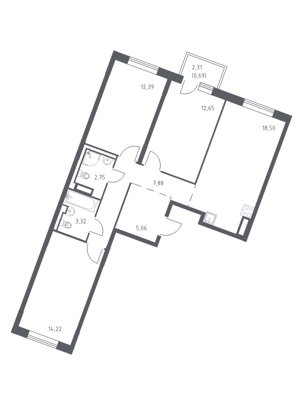 4 ккв (Евро) 77,5 м²