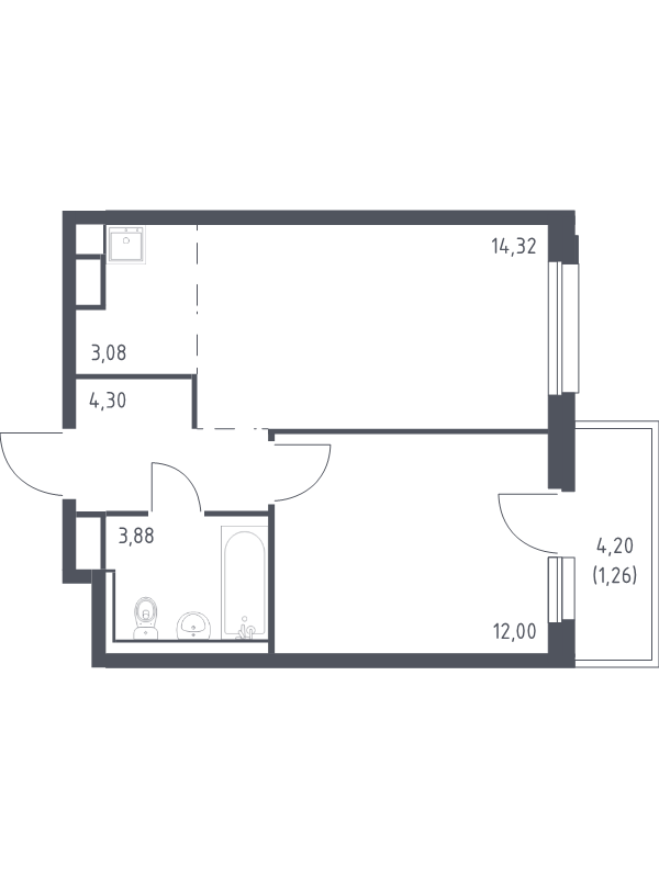 2 ккв (Евро) 38,8 м²
