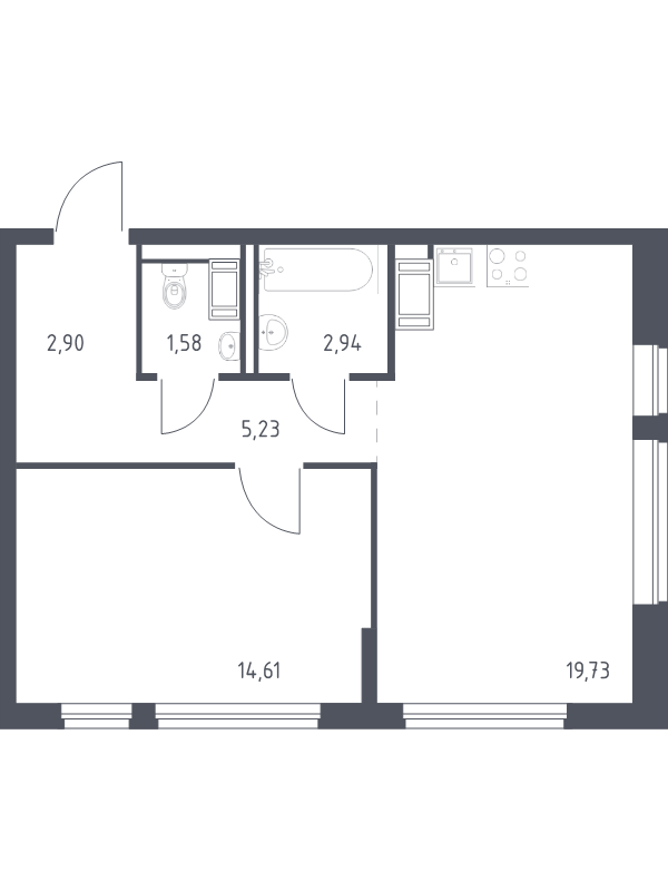 2 ккв (Евро) 47 м²