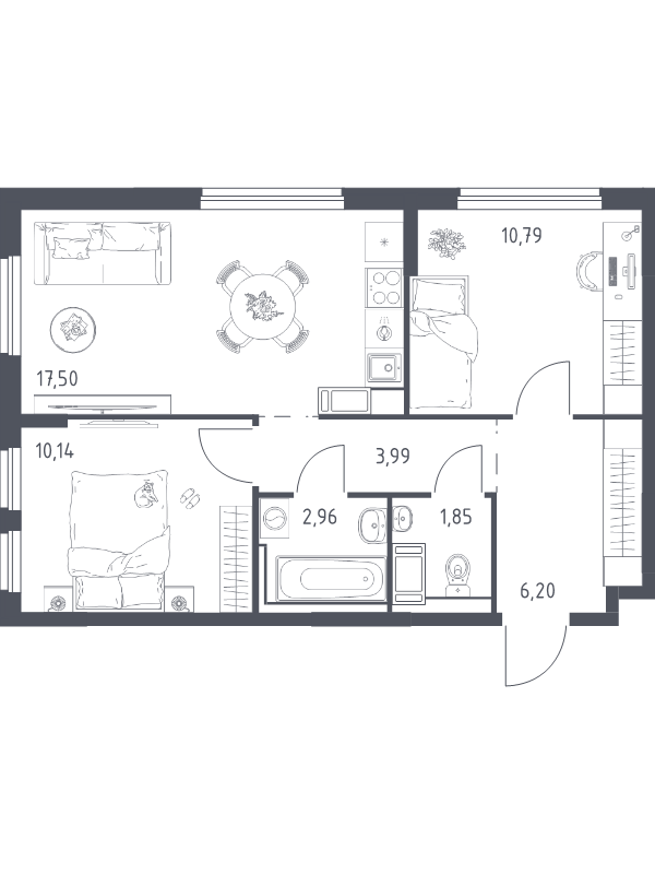 3 ккв (Евро) 53,1 м²