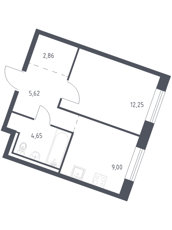 1 ккв 34,4 м²