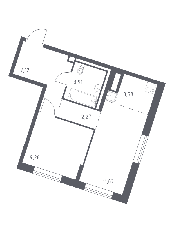 2 ккв (Евро) 37,8 м²