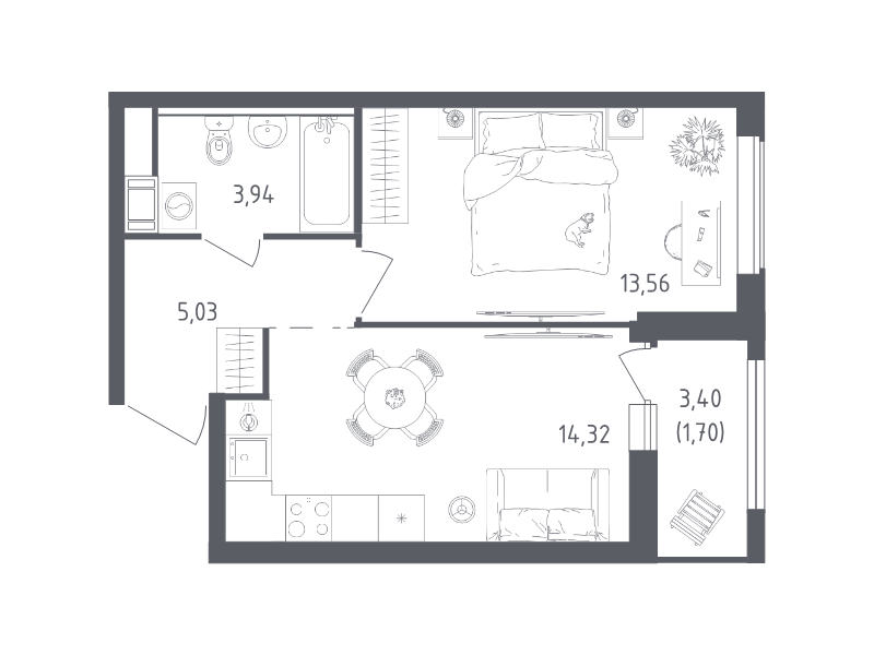 1 ккв 38,6 м²