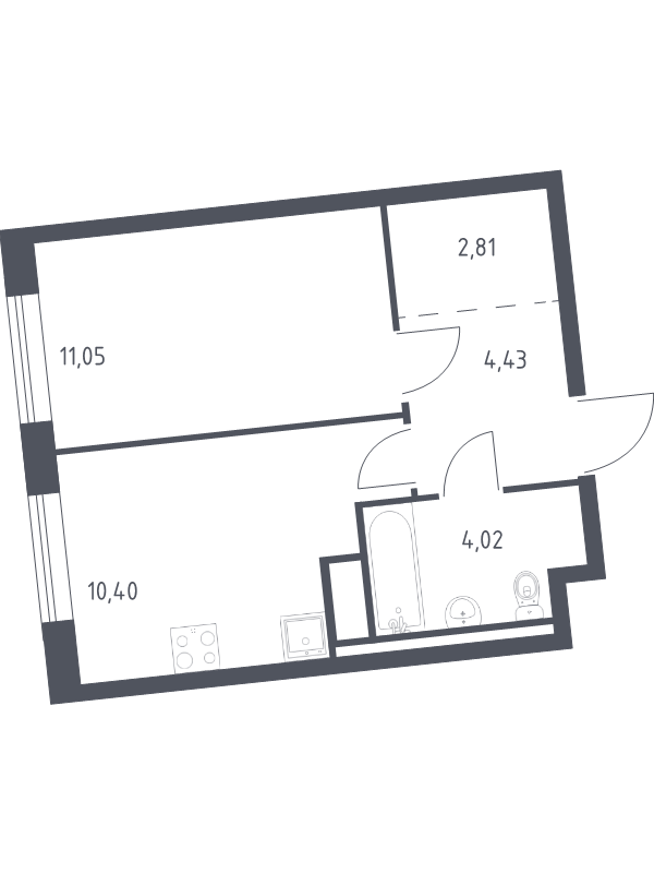 1 ккв 32,7 м²
