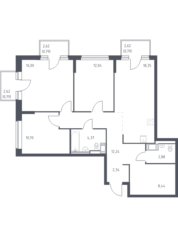 4 ккв (Евро) 89,7 м²