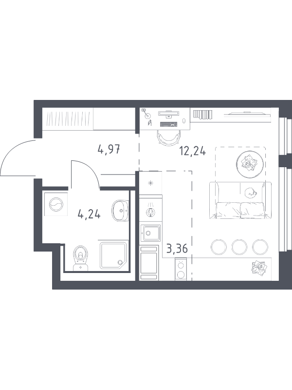 Студия 24,8 м²
