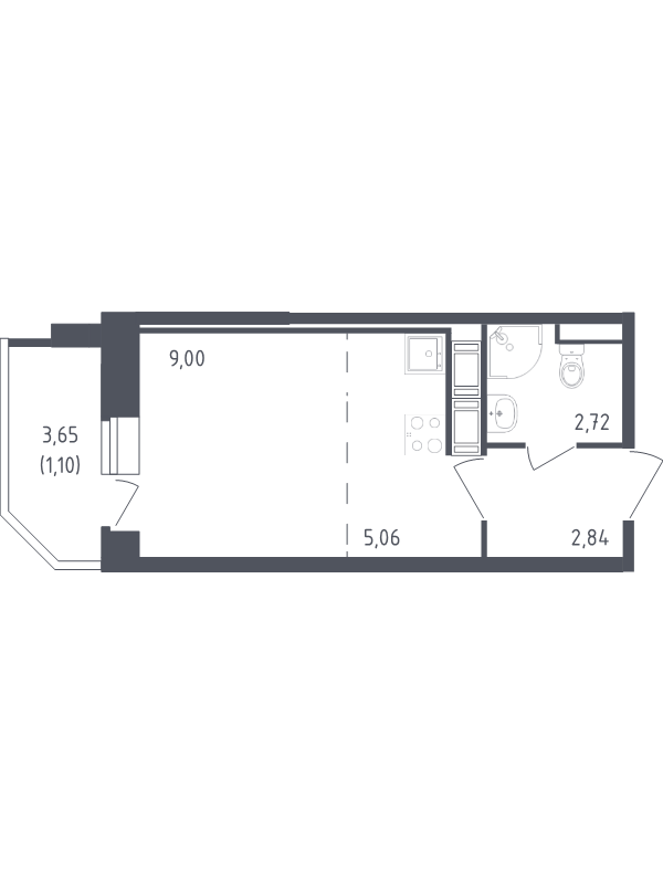 Студия 20,7 м²