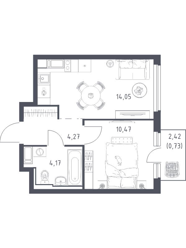 1 ккв 33,7 м²