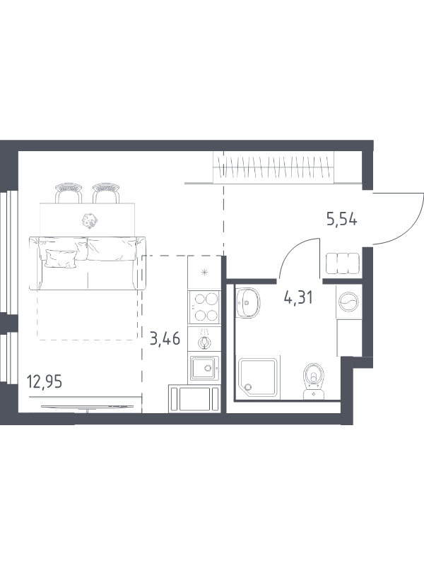 Студия 26,2 м²