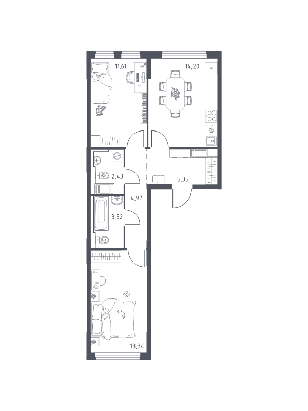 2 ккв 55,1 м²