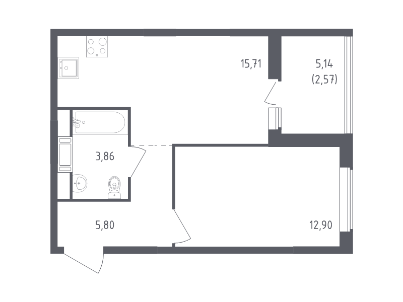 2 ккв (Евро) 40,6 м²