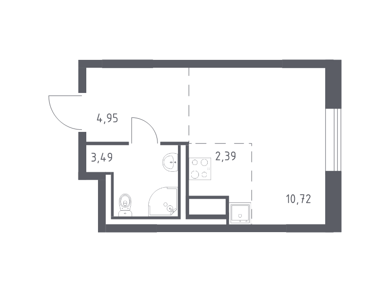 Студия 21,6 м²