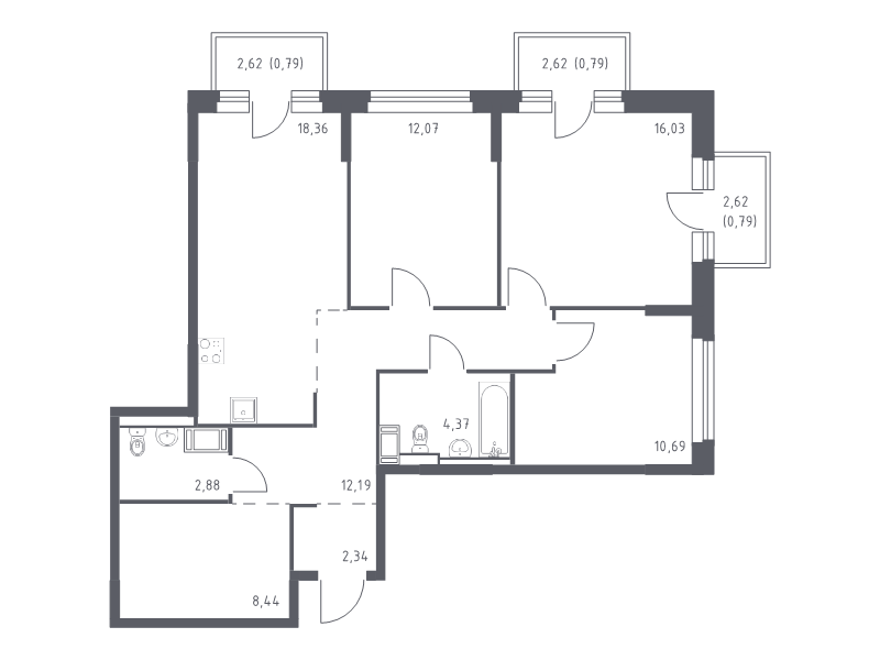 3 ккв 89,7 м²