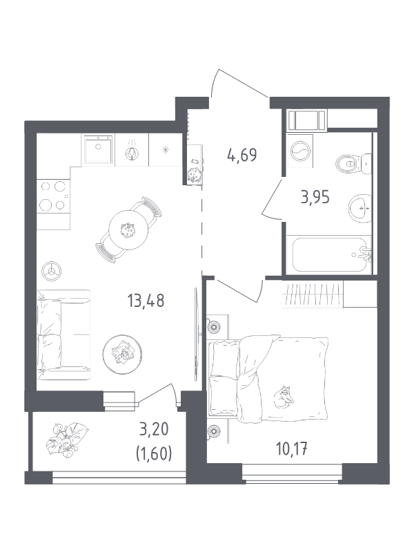 1 ккв 33,9 м²