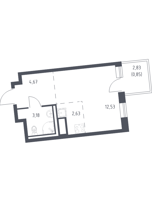 Студия 23,9 м²