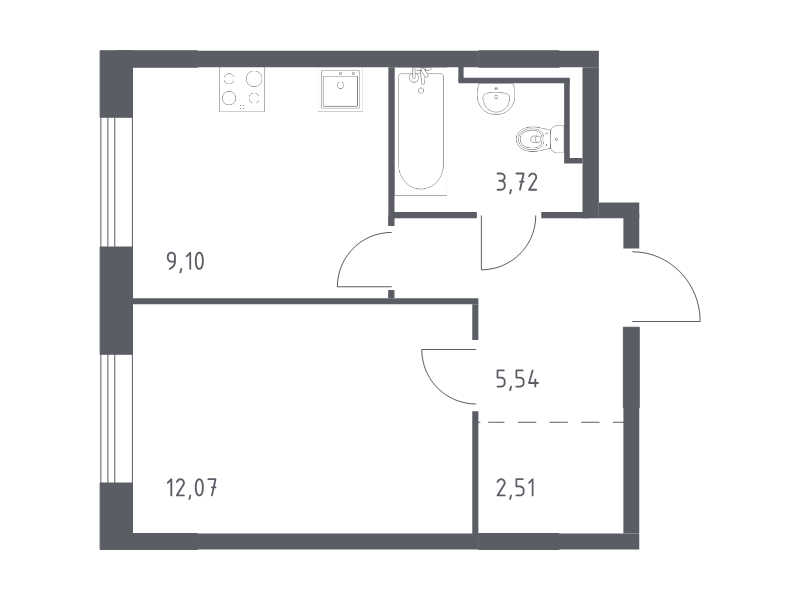 1 ккв 32,9 м²