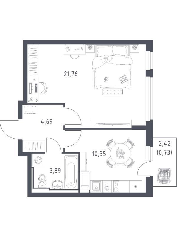 1 ккв 41,4 м²