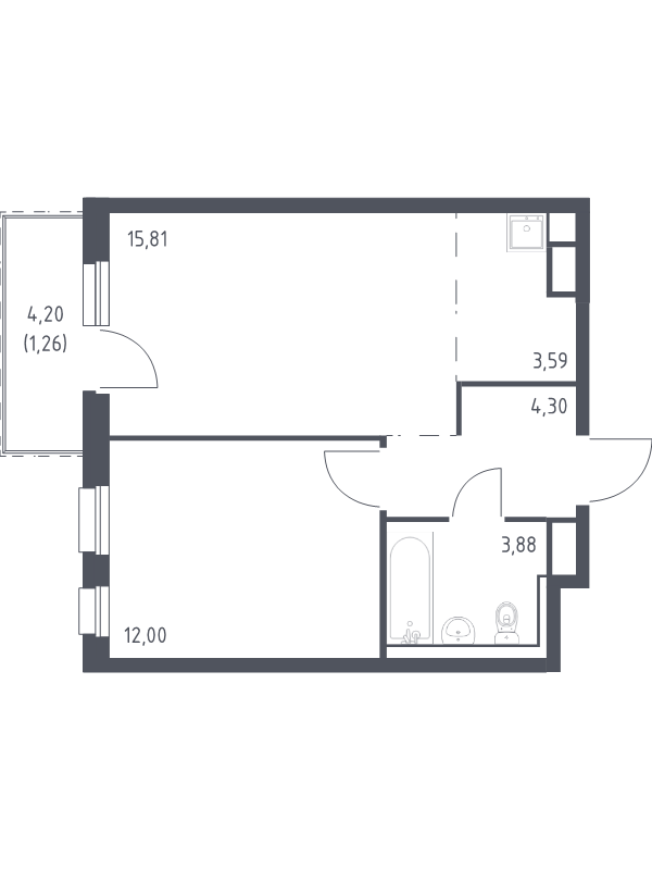 2 ккв (Евро) 40,8 м²
