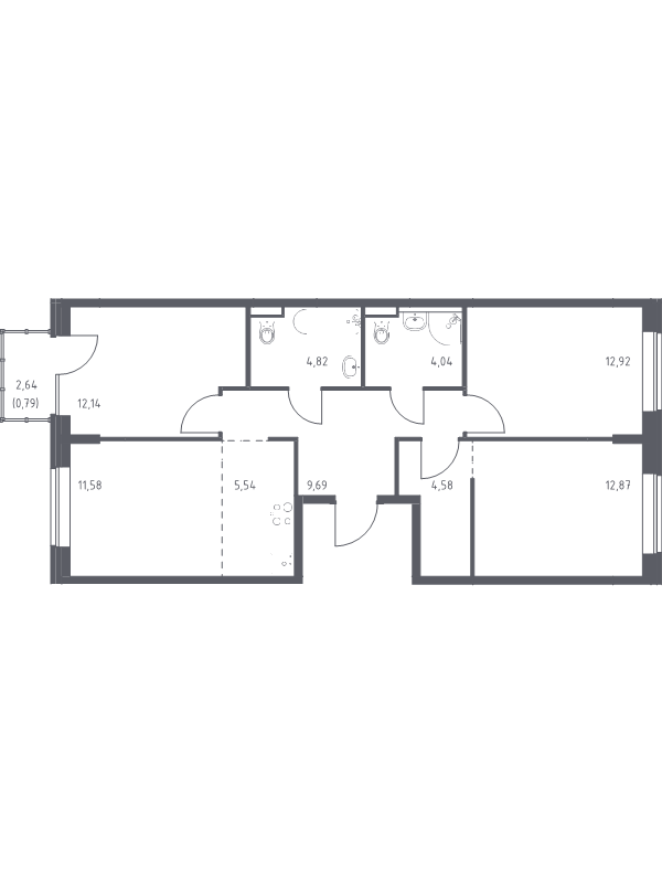 4 ккв (Евро) 79 м²