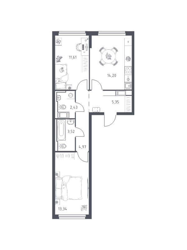 2 ккв 55,4 м²