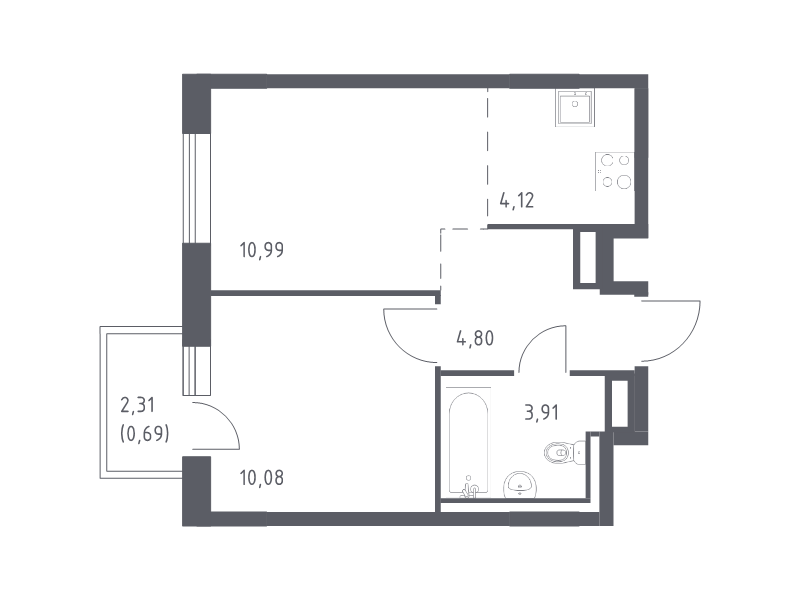 2 ккв (Евро) 34,6 м²