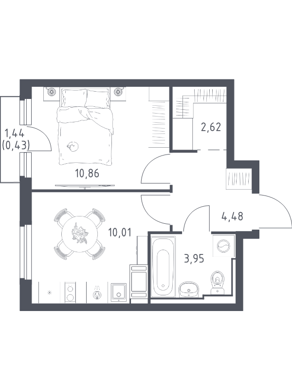 1 ккв 32,4 м²