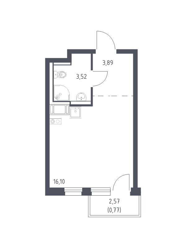 Студия 24,3 м²