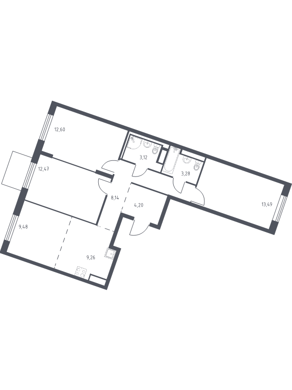 4 ккв (Евро) 76 м²