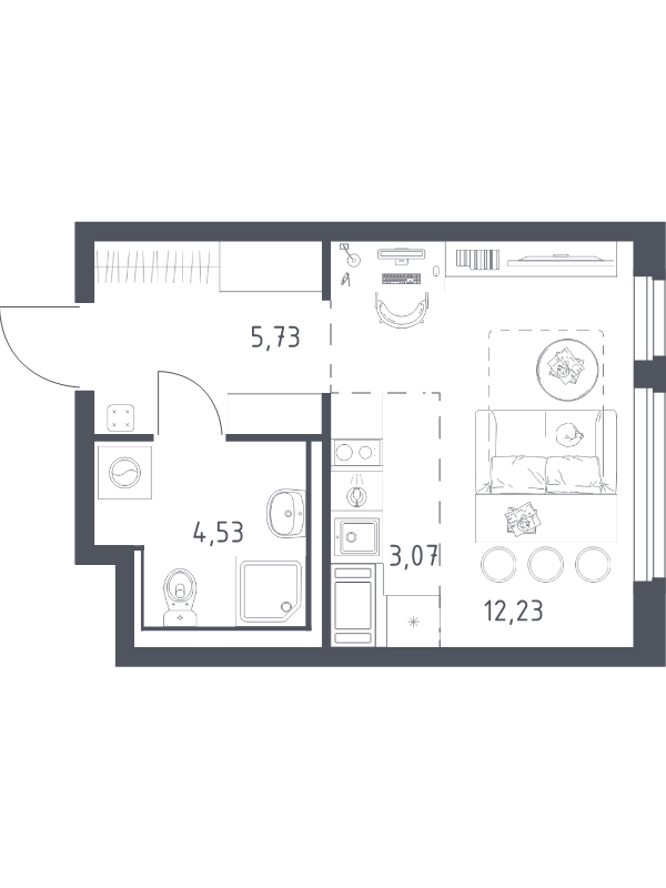 Студия 25,6 м²