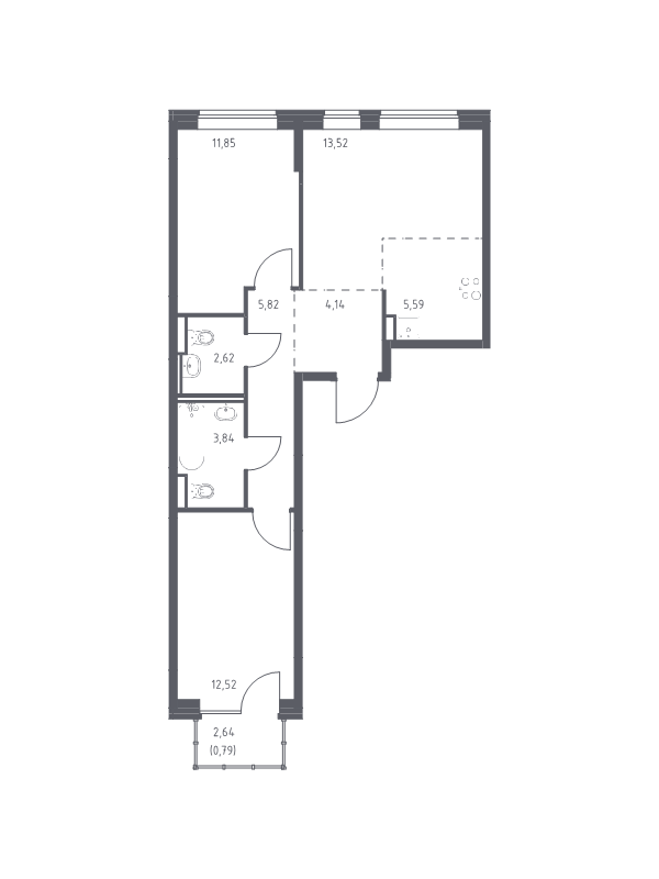 3 ккв (Евро) 60,7 м²