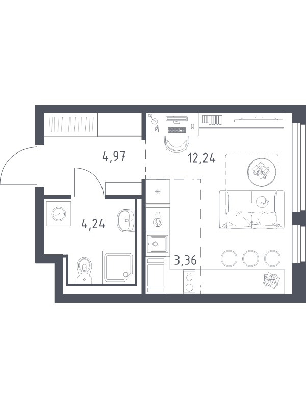 Студия 24,8 м²