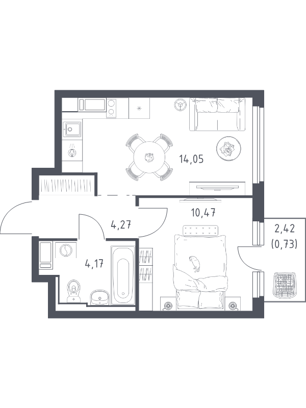 1 ккв 33,7 м²