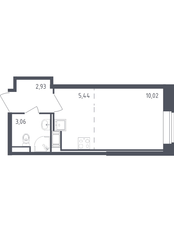 Студия 21,5 м²