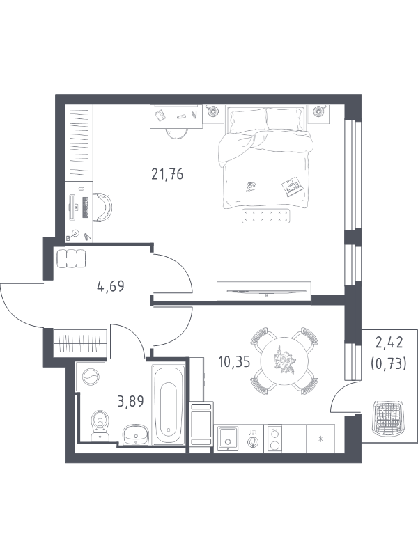 1 ккв 41,4 м²