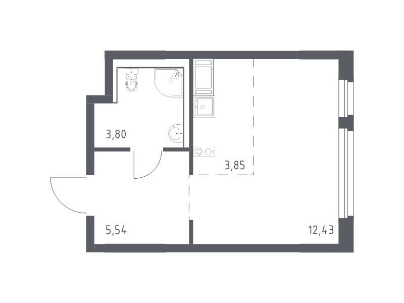 Студия 25,6 м²