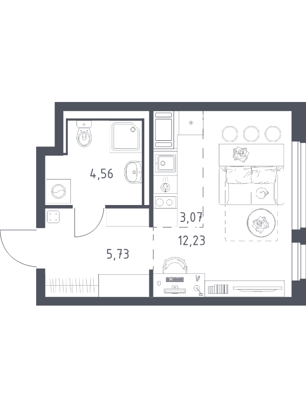 Студия 25,6 м²