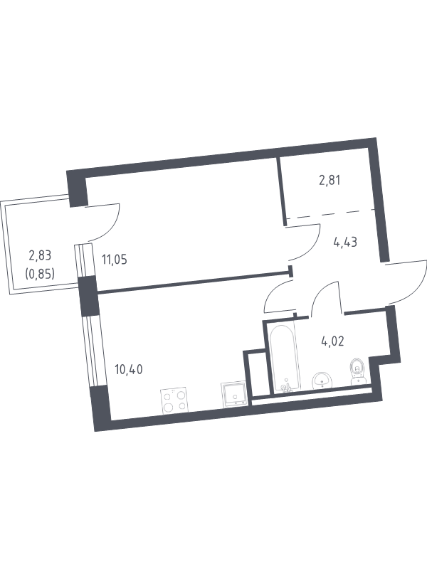 1 ккв 33,6 м²