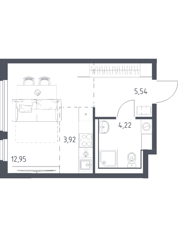 Студия 26,5 м²