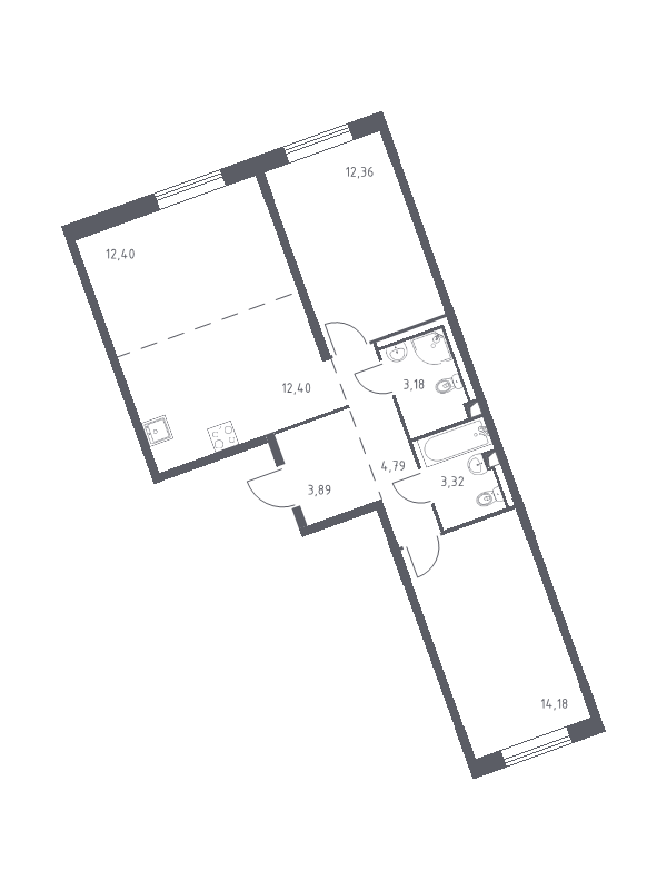 3 ккв (Евро) 66 м²