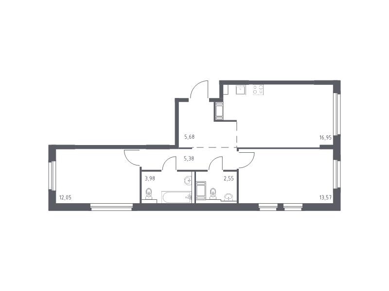 3 ккв (Евро) 60,2 м²
