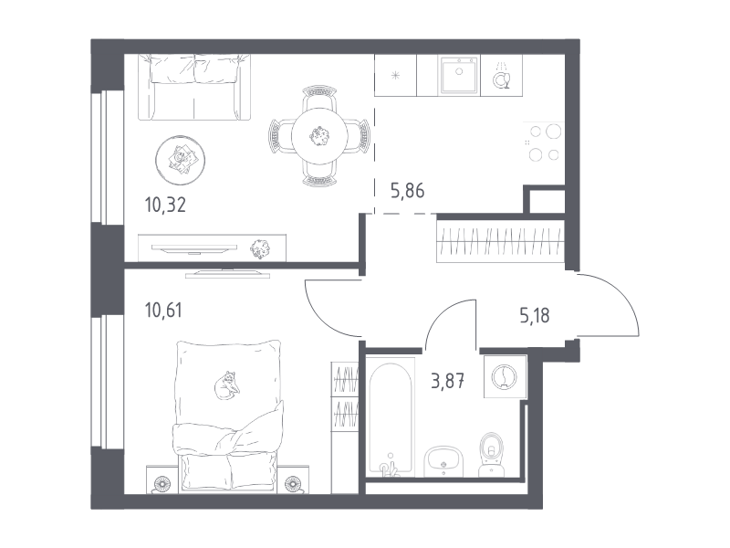2 ккв (Евро) 35,8 м²
